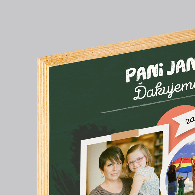 Fotokoláž: Ďakujeme Za Vedomosti - Tlač Na Drevo (Vertikálne)