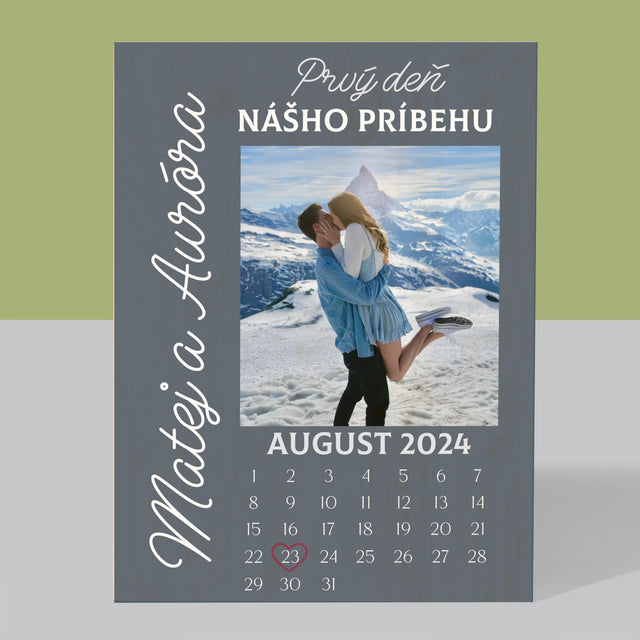 Fotografia A Podpis: Prvý Deň Nášho Príbehu - Tlač Na Drevo (Vertikálne)