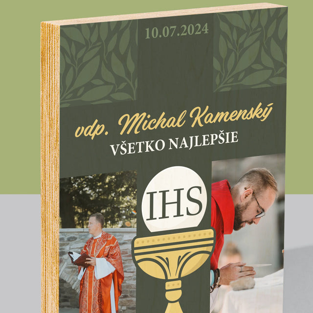 Fotokoláž: Všetko Najlepšie Kríž - Tlač Na Drevo (Vertikálne)