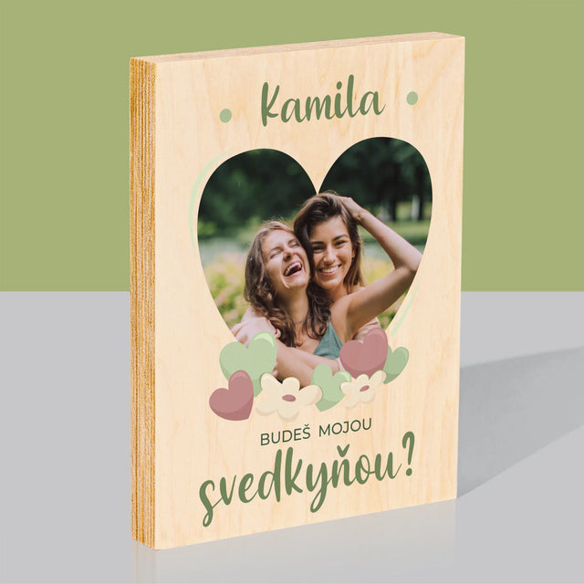 Fotografia A Podpis: Budeš Mojou Svedkyňou Kvety - Tlač Na Drevo (Vertikálne)