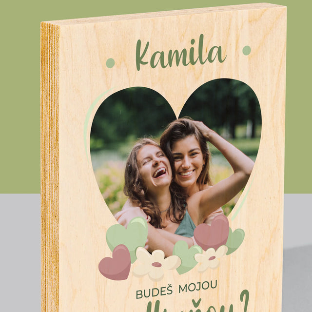 Fotografia A Podpis: Budeš Mojou Svedkyňou Kvety - Tlač Na Drevo (Vertikálne)