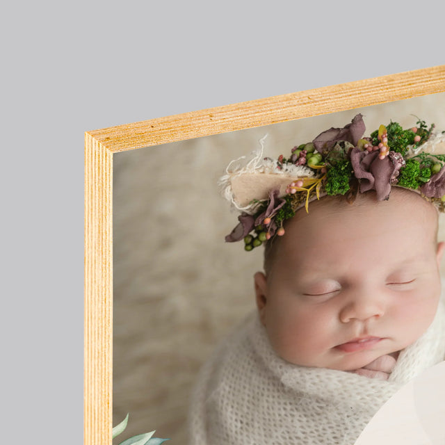 Fotografia A Podpis: Poďakovanie Pre Pôrodnú Asistentku - Tlač Na Drevo (Vertikálne)