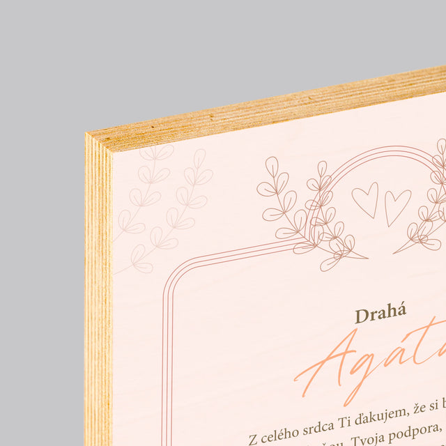 Meno A Podpis: Poďakovanie Pre Svedkyňu - Tlač Na Drevo (Vertikálne)