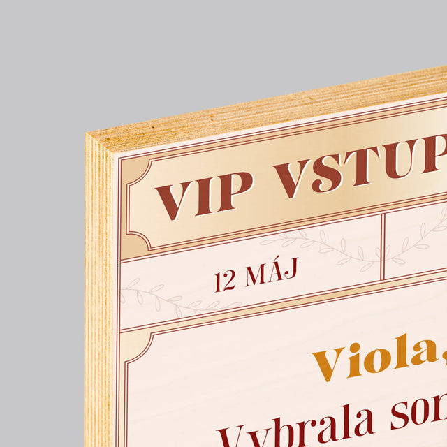 Meno A Podpis: Vip Vstupenky Svedkyňa - Tlač Na Drevo (Vertikálne)