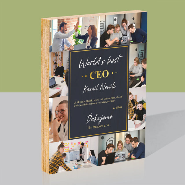 Fotokoláž: Najlepší Šéf - Tlač Na Drevo (Vertikálne)