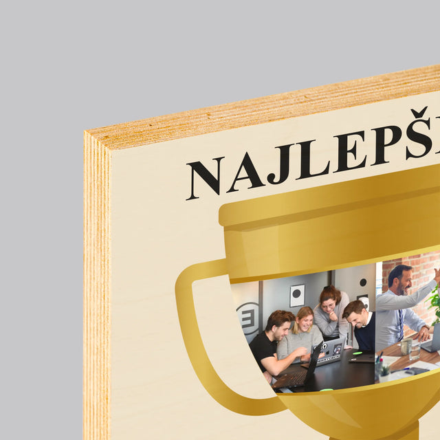 Fotokoláž: Pohár Pre Najlepšieho Šéfa - Tlač Na Drevo (Vertikálne)