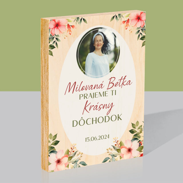 Fotografia A Podpis: Najlepší Dôchodok - Tlač Na Drevo (Vertikálne)