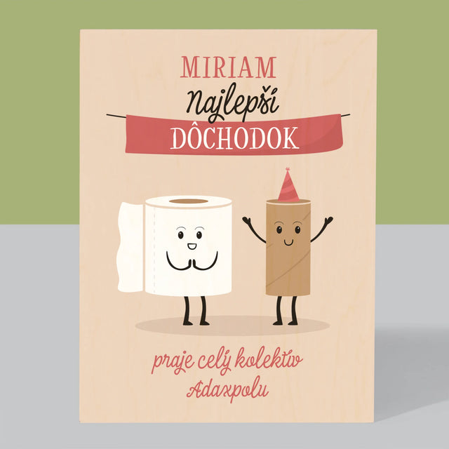 Meno A Podpis: Najlepší Dôchodok - Tlač Na Drevo (Vertikálne)