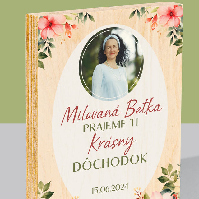 Fotografia A Podpis: Najlepší Dôchodok - Tlač Na Drevo (Vertikálne)