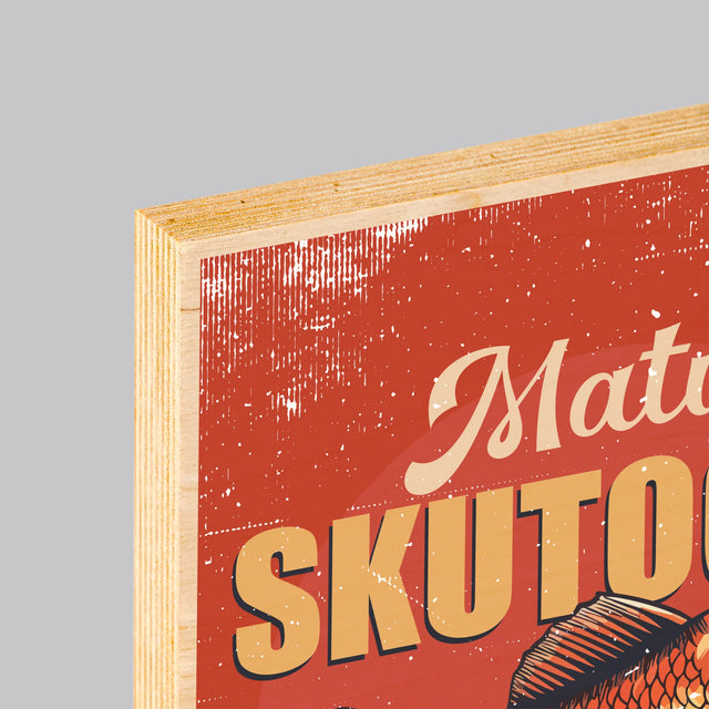 Meno A Podpis: Skutočný Rybár - Tlač Na Drevo (Vertikálne)