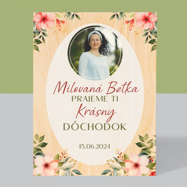 Fotografia A Podpis: Najlepší Dôchodok - Tlač Na Drevo (Vertikálne)