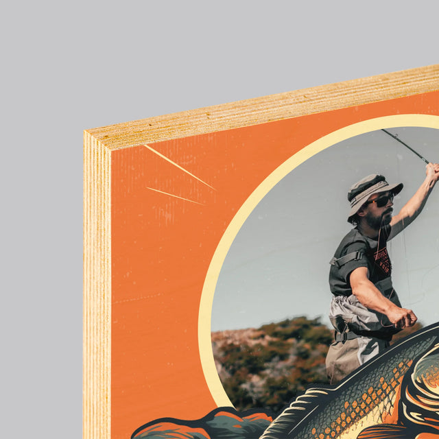 Fotografia A Podpis: Najlepší Rybár - Tlač Na Drevo (Vertikálne)