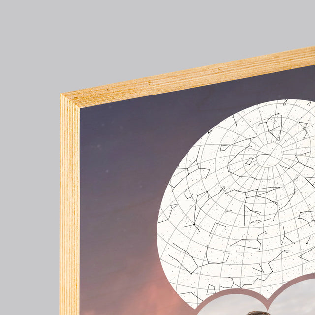 Mapa Hviezd: Zaľúbený Pár V Horách - Tlač Na Drevo (Vertikálne)