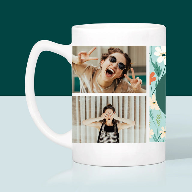 Fotokoláž: Kvetinový Monogram - Hrnček