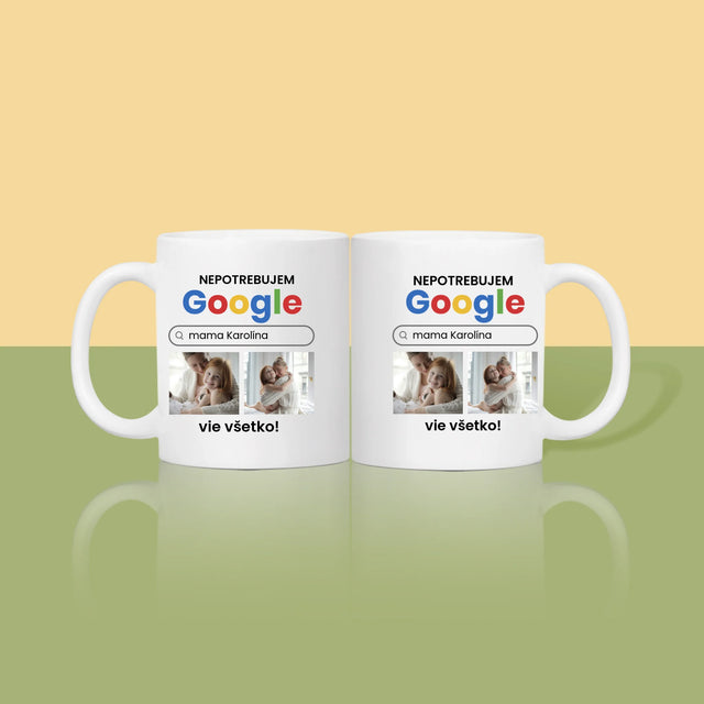 Fotokoláž: Nepotrebujem Google - Hrnček