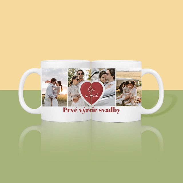 Fotokoláž: Prvé Výročie Srdce - Hrnček