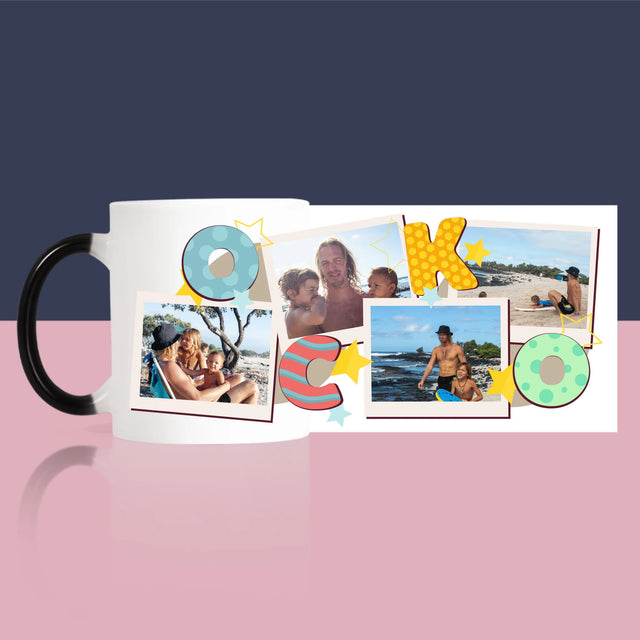 Fotokoláž: Písmená Ocko - Hrnček