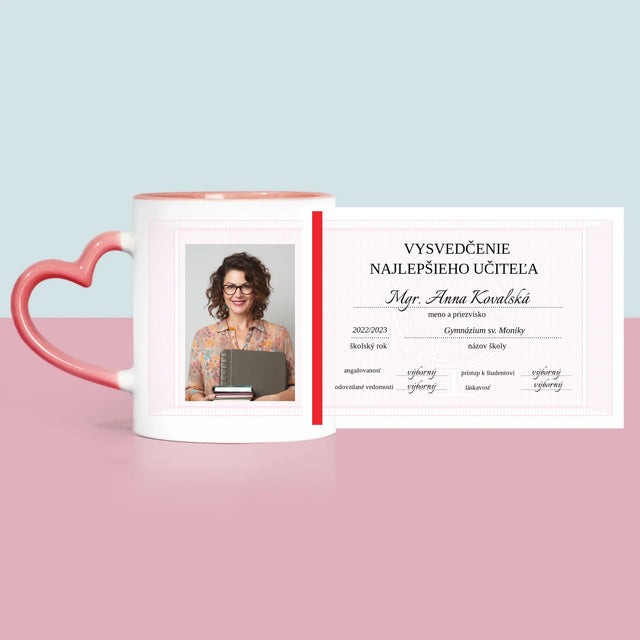 Fotografia A Podpis: Vysvedčenie Najlepšieho Učiteľa - Hrnček