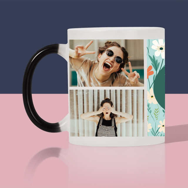 Fotokoláž: Kvetinový Monogram - Hrnček