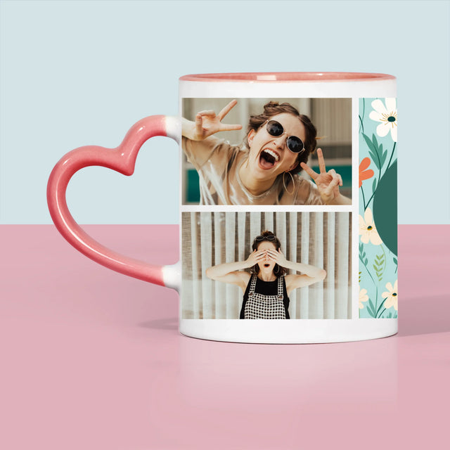 Fotokoláž: Kvetinový Monogram - Hrnček