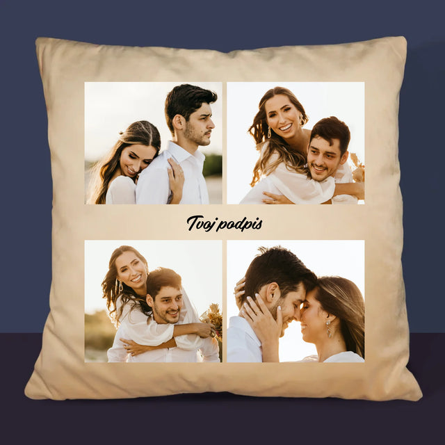 Fotokoláž: 4 Fotografie A Podpis - Vankúš