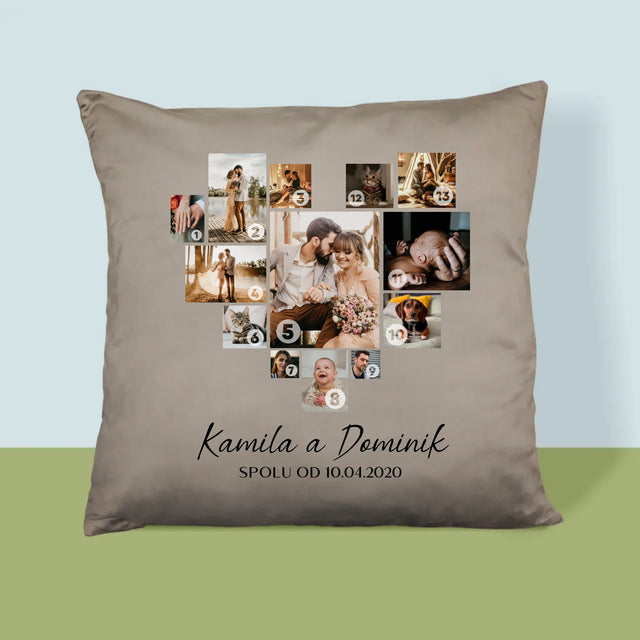 Fotokoláž: Srdce Koláž Z Fotografií - Vankúš