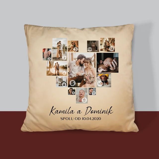 Fotokoláž: Srdce Koláž Z Fotografií - Vankúš