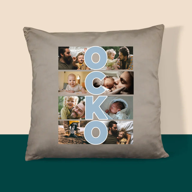 Fotokoláž: Nápis Ocko - Vankúš