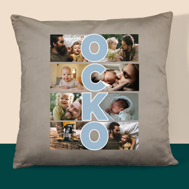 Fotokoláž: Nápis Ocko - Vankúš