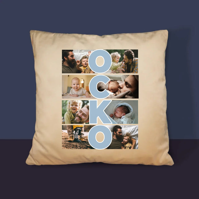 Fotokoláž: Nápis Ocko - Vankúš