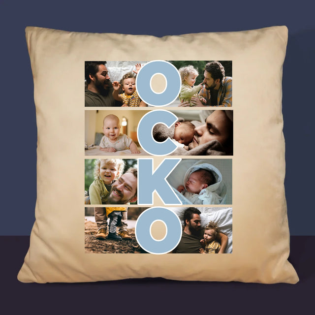Fotokoláž: Nápis Ocko - Vankúš