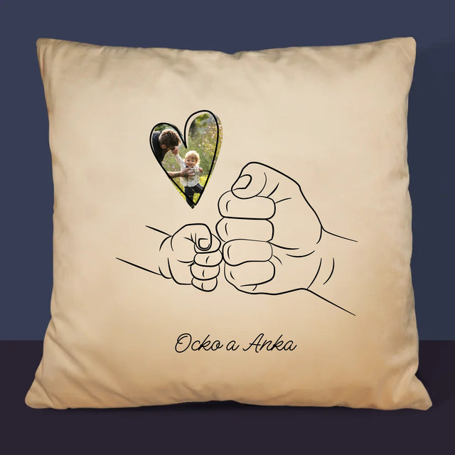 Fotografia A Podpis: Ocko Dieťa Rúčka - Vankúš