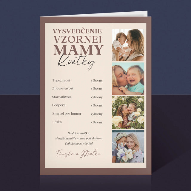 Fotokoláž: Vysvedčenie Vzornej Mamy - Kartička S Prianiami