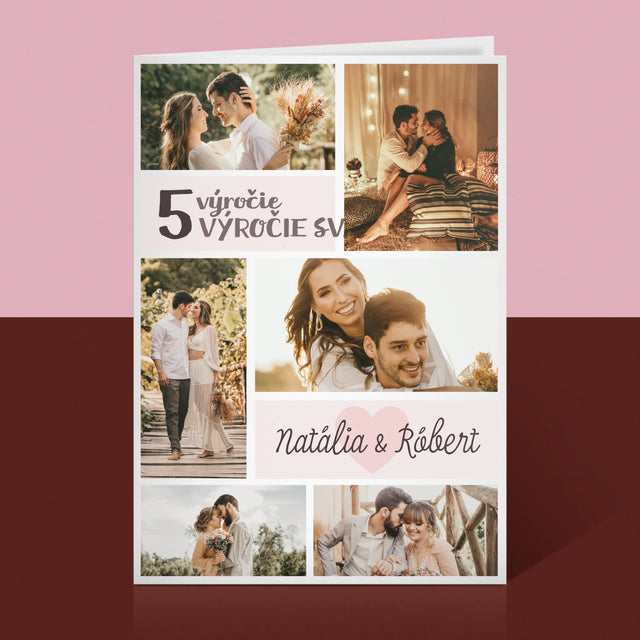 Fotokoláž: 5. Výročie Svadby - Kartička S Prianiami