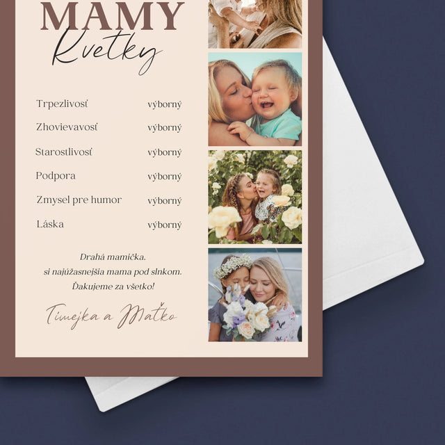Fotokoláž: Vysvedčenie Vzornej Mamy - Kartička S Prianiami