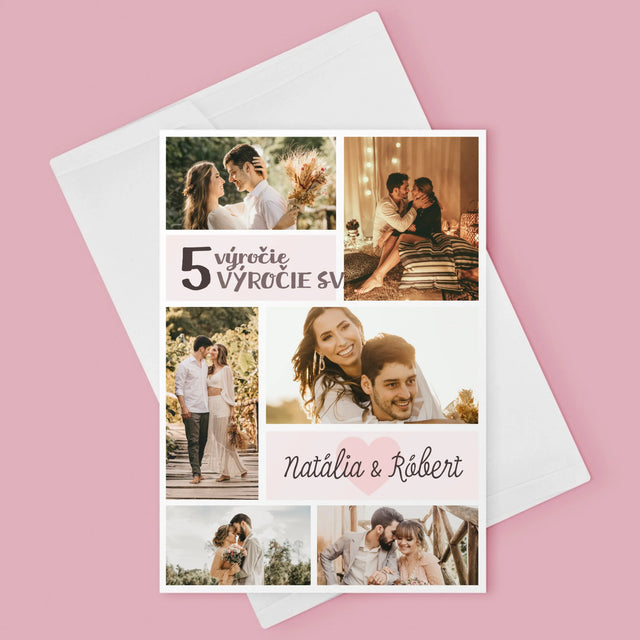 Fotokoláž: 5. Výročie Svadby - Kartička S Prianiami