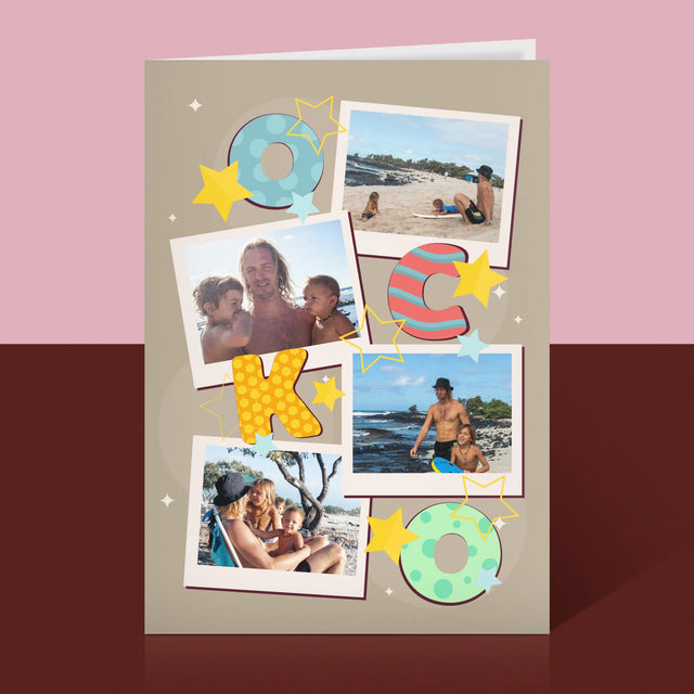 Fotokoláž: Písmená Ocko - Kartička S Prianiami