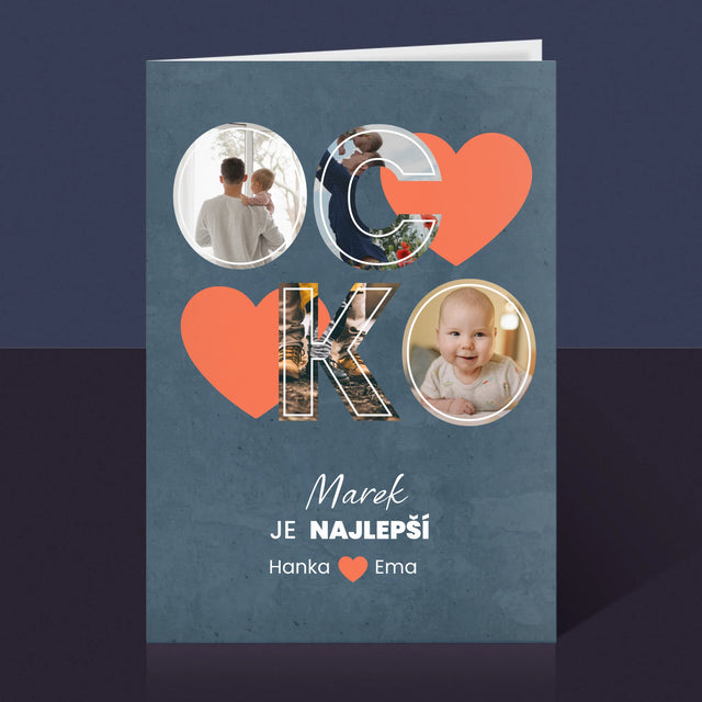 Fotokoláž: Ocko Je Najlepší - Kartička S Prianiami
