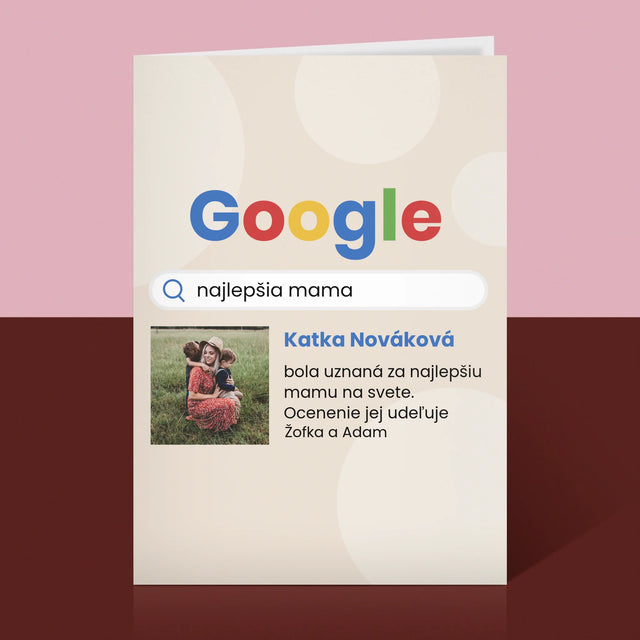 Fotografia A Podpis: Najlepšia Mama Výsledok Google - Kartička S Prianiami