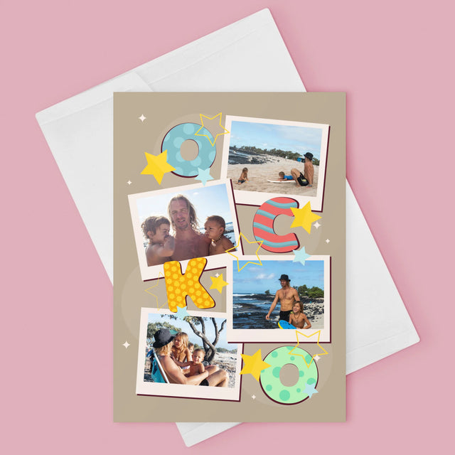 Fotokoláž: Písmená Ocko - Kartička S Prianiami