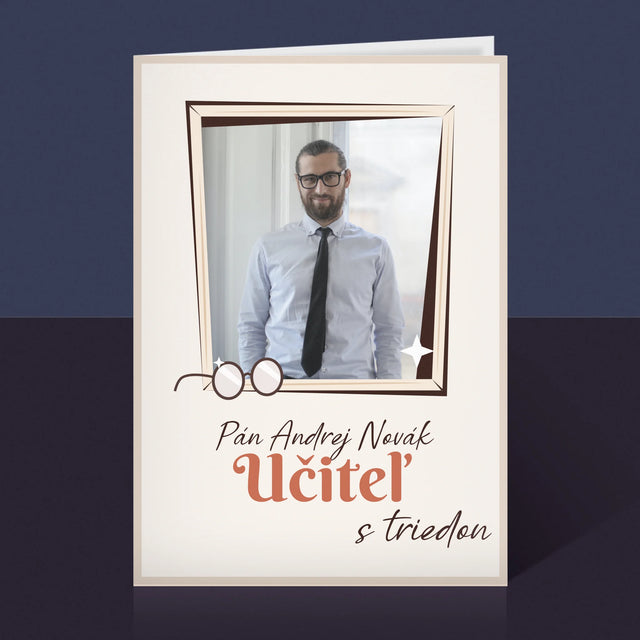 Fotografia A Podpis: Učiteľ S Triedou - Kartička S Prianiami