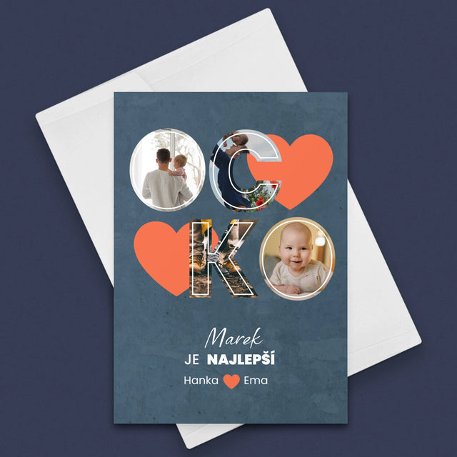 Fotokoláž: Ocko Je Najlepší - Kartička S Prianiami
