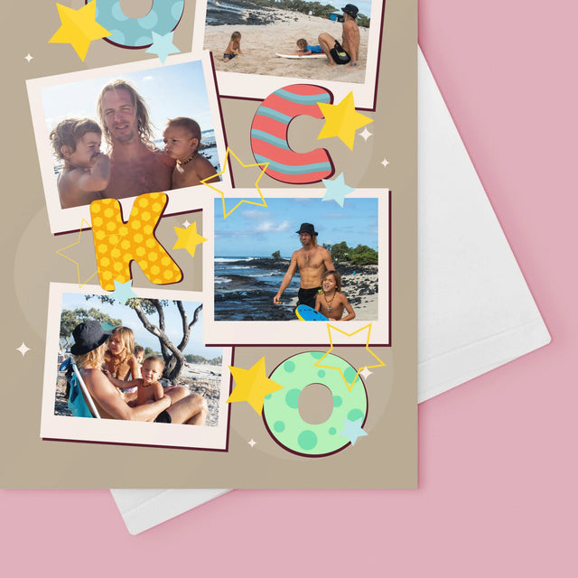 Fotokoláž: Písmená Ocko - Kartička S Prianiami