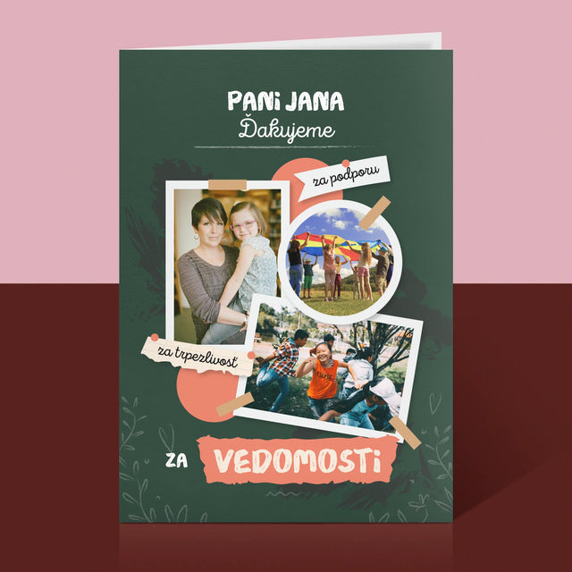 Fotokoláž: Ďakujeme Za Vedomosti - Kartička S Prianiami