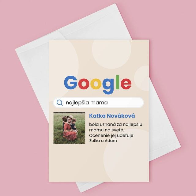 Fotografia A Podpis: Najlepšia Mama Výsledok Google - Kartička S Prianiami
