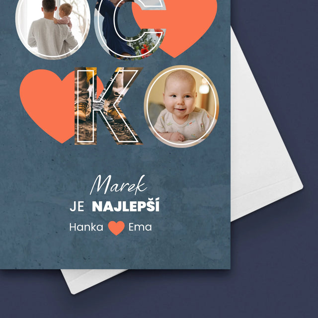 Fotokoláž: Ocko Je Najlepší - Kartička S Prianiami