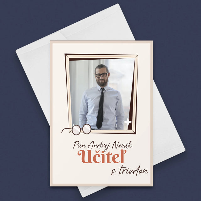 Fotografia A Podpis: Učiteľ S Triedou - Kartička S Prianiami