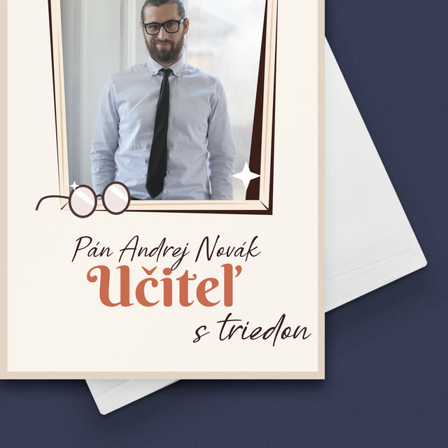 Fotografia A Podpis: Učiteľ S Triedou - Kartička S Prianiami