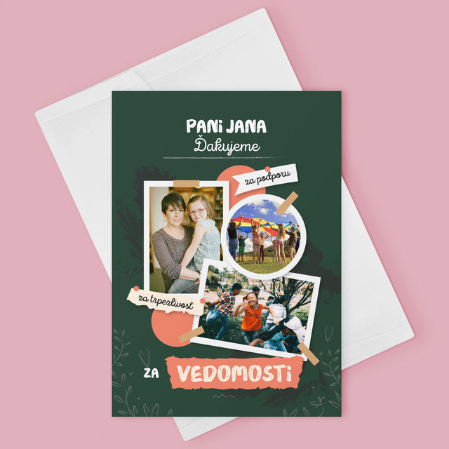 Fotokoláž: Ďakujeme Za Vedomosti - Kartička S Prianiami