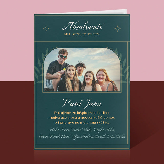 Monogram: Učiteľ Ďakujeme - Kartička S Prianiami